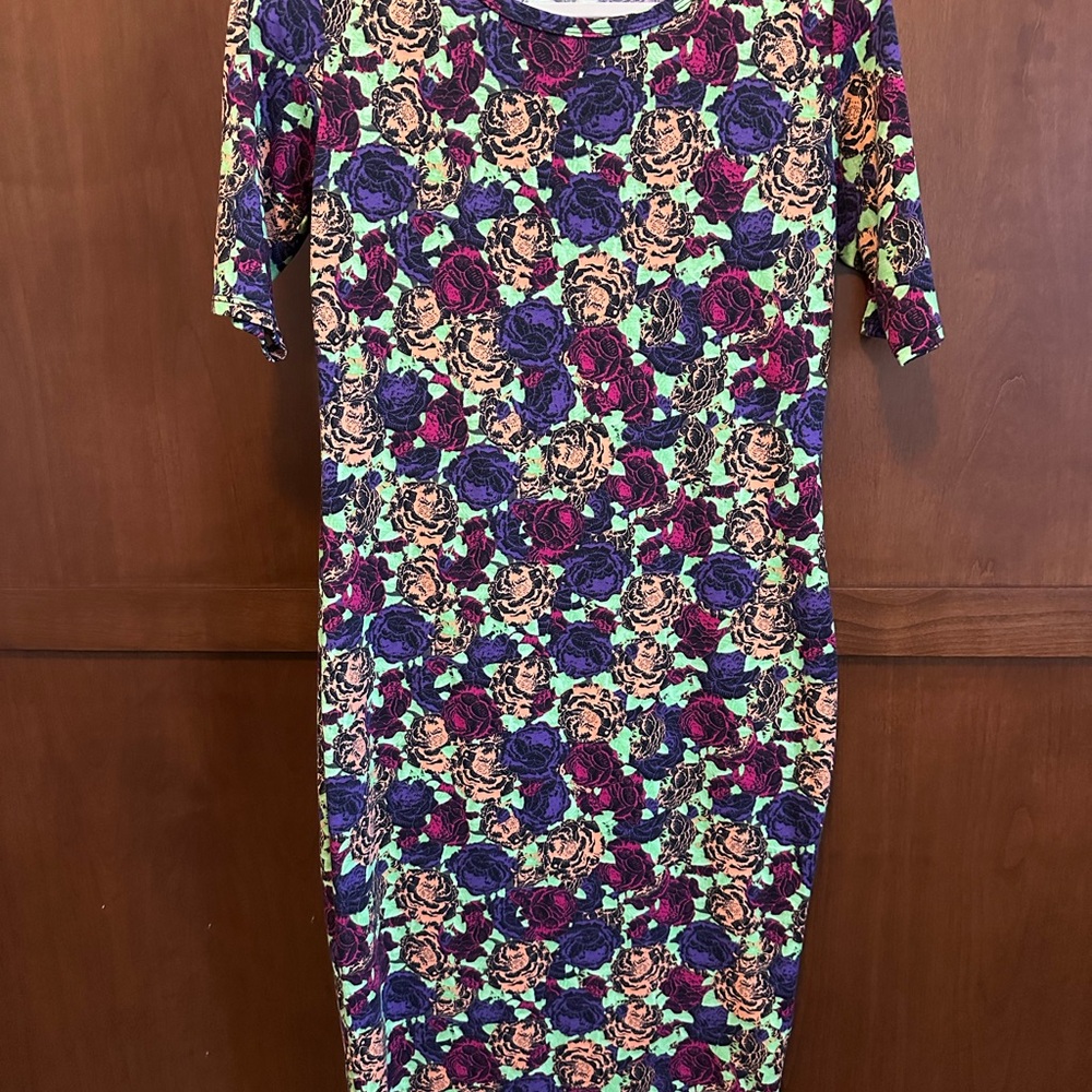 LulaRoe Julia Floral Multicolor Dress Small